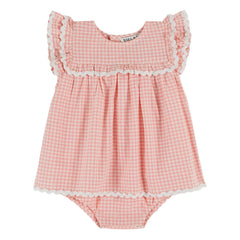 Emile et Ida - Vestido peto de algodón orgánico de cuadros Vichy | Rosa