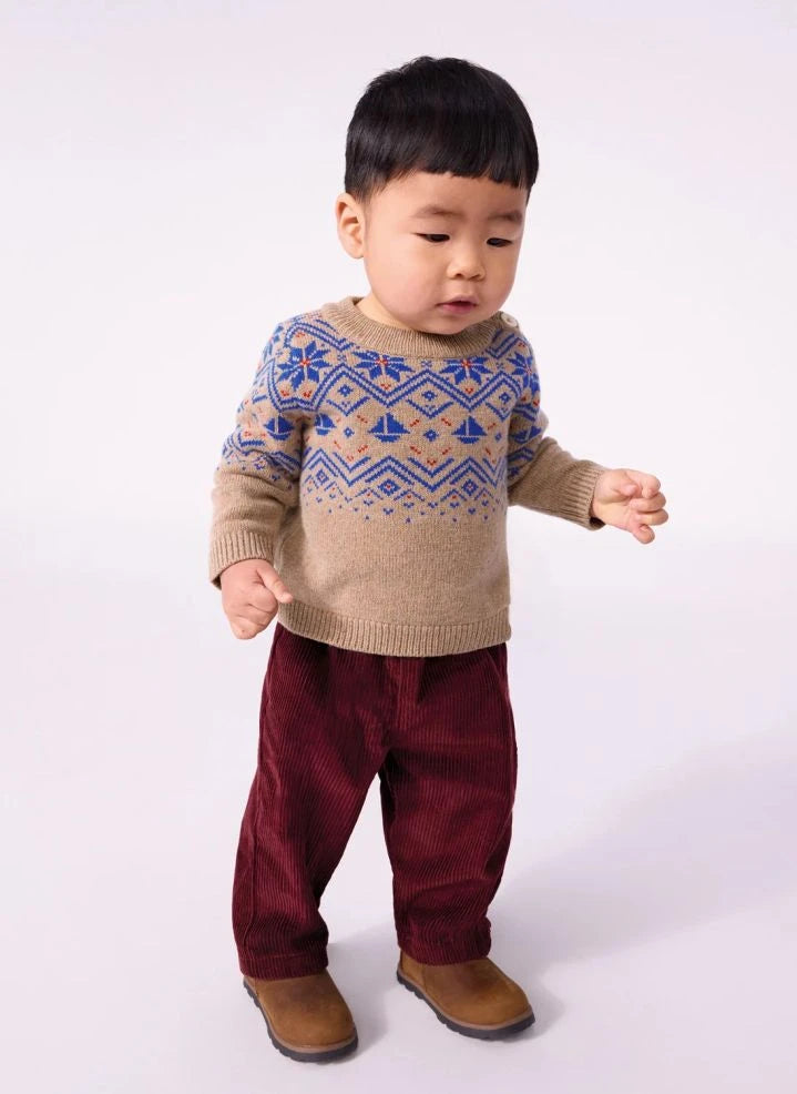 Petit Bateau - Pantalón de bebé de voile de algodón orgánico | Burdeos