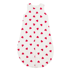 Petit Bateau - Saco de dormir de gasa de algodón con corazones | Blanco
