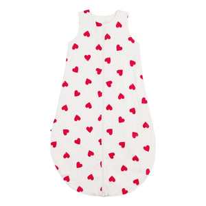 Petit Bateau - Saco de dormir de gasa de algodón con corazones | Blanco
