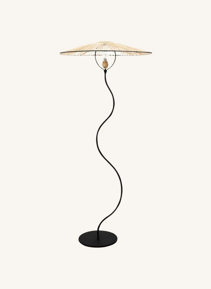 Honoré - Lámpara de Suelo Kaa Metal y Raffia | Negro