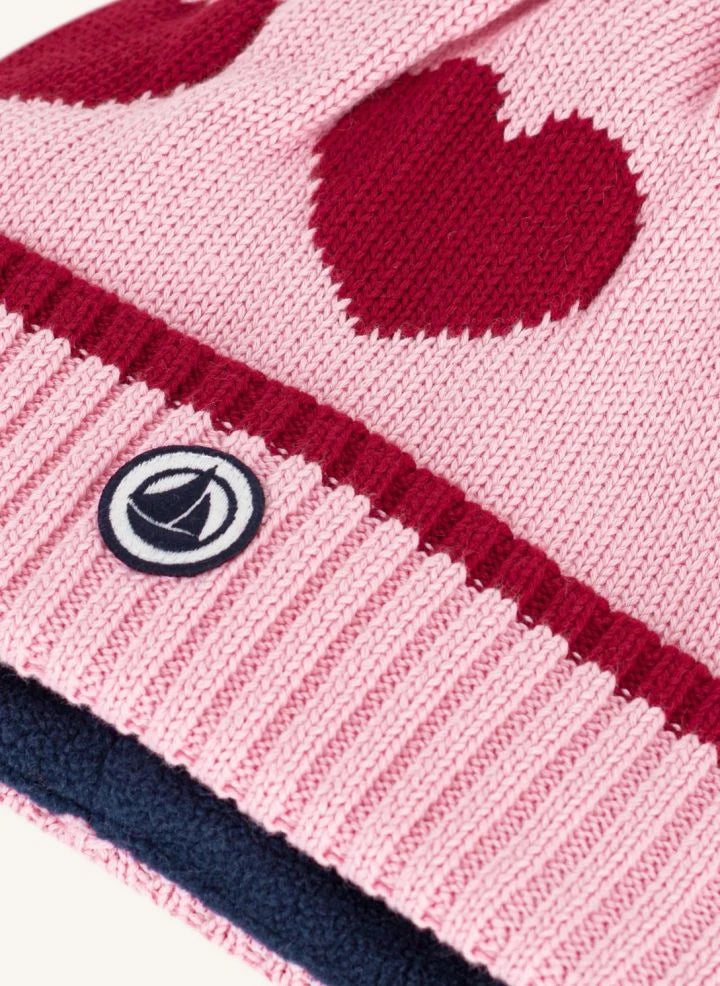 Petit Bateau - Gorro con corazones de algodón orgánico | Rosa