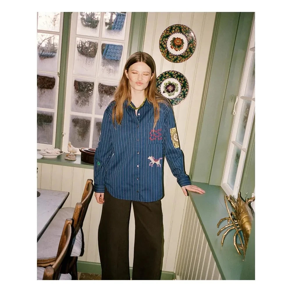 SISSEL EDELBO - Camisa de rayas Brenna | Azul marino