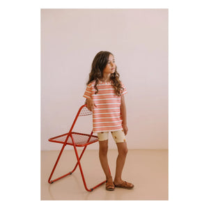 Studio Bohème - Camiseta de Algodón Orgánico Básica de Rayas | Rosa