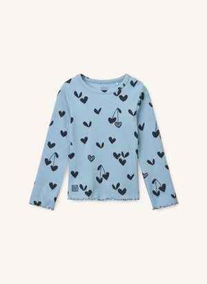 Liewood - Camiseta de Corazón con Relieve Nieve de Algodón Orgánico | Azul