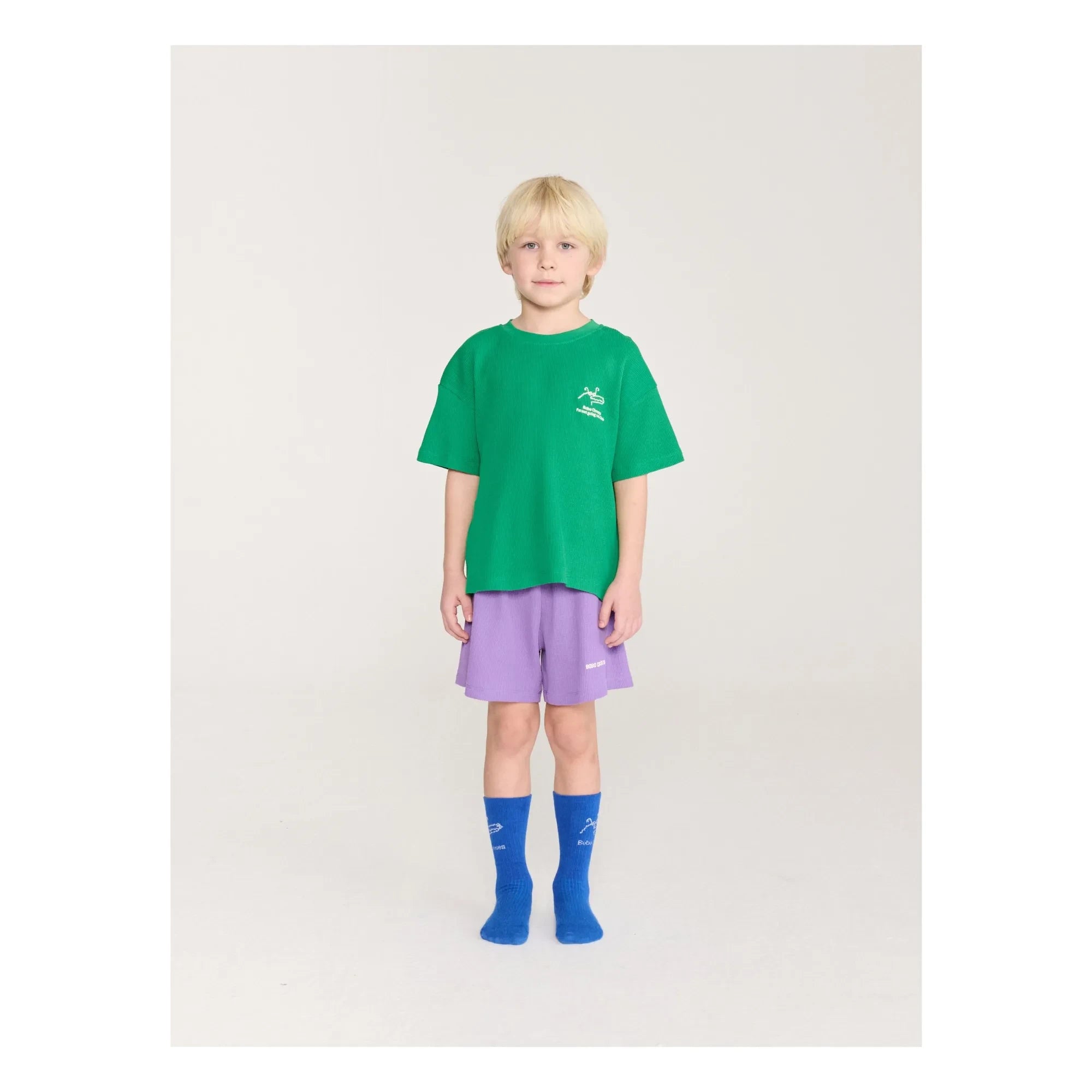 Bobo Choses - Conjunto de camiseta y pantalón corto de algodón orgánico con cocodrilo | Verde