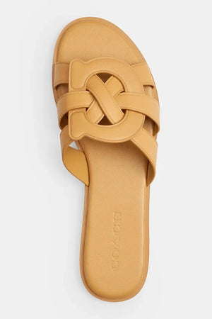 Coach sandalias de cuero para mujer con punta abierta Lena Leather Slide Sandal