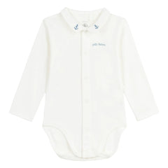 Petit Bateau - Body de algodón orgánico con cuello bordado | Azul