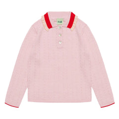 FUB - Merinos Yünlü Pointelle Polo Tişört | Pembe