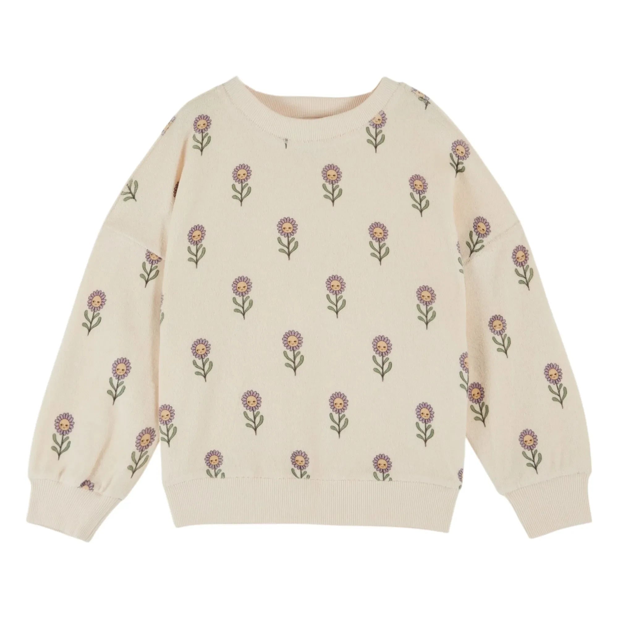 Emile et Ida - Sudadera de felpa de algodón orgánico con flores | Crema