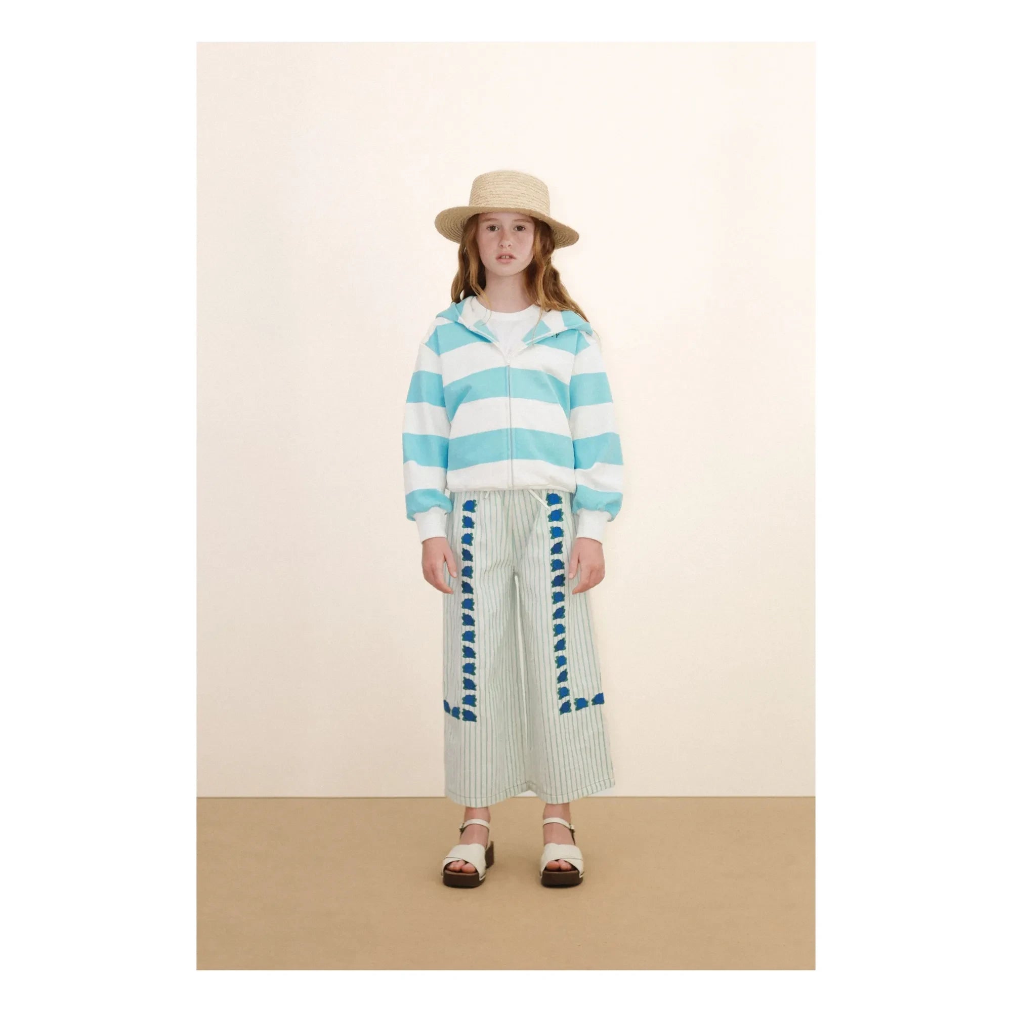 Tinycottons - Sudadera con capucha de algodón orgánico a rayas | Azul claro