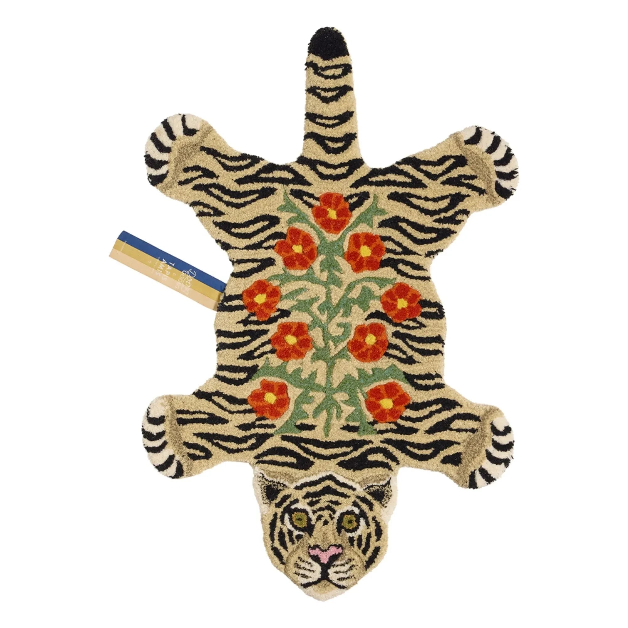 Doing Goods - Alfombra floral con estampado de tigre | Beige