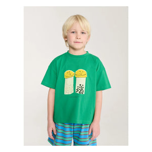 Bobo Choses - Conjunto de camiseta y pantalón corto de algodón orgánico Salt and Pepper | Verde
