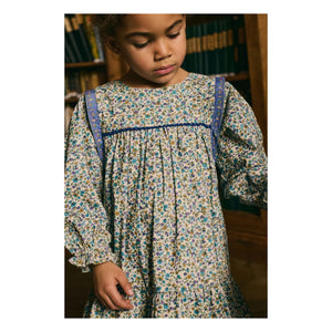 Louise Misha - Vestido Isatys Terciopelo Fino Estampado Floral | Azul