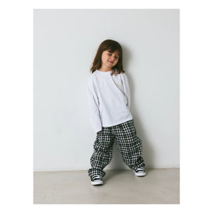 brunobruno nation - Dora pantalón a cuadros de algodón orgánico | Negro