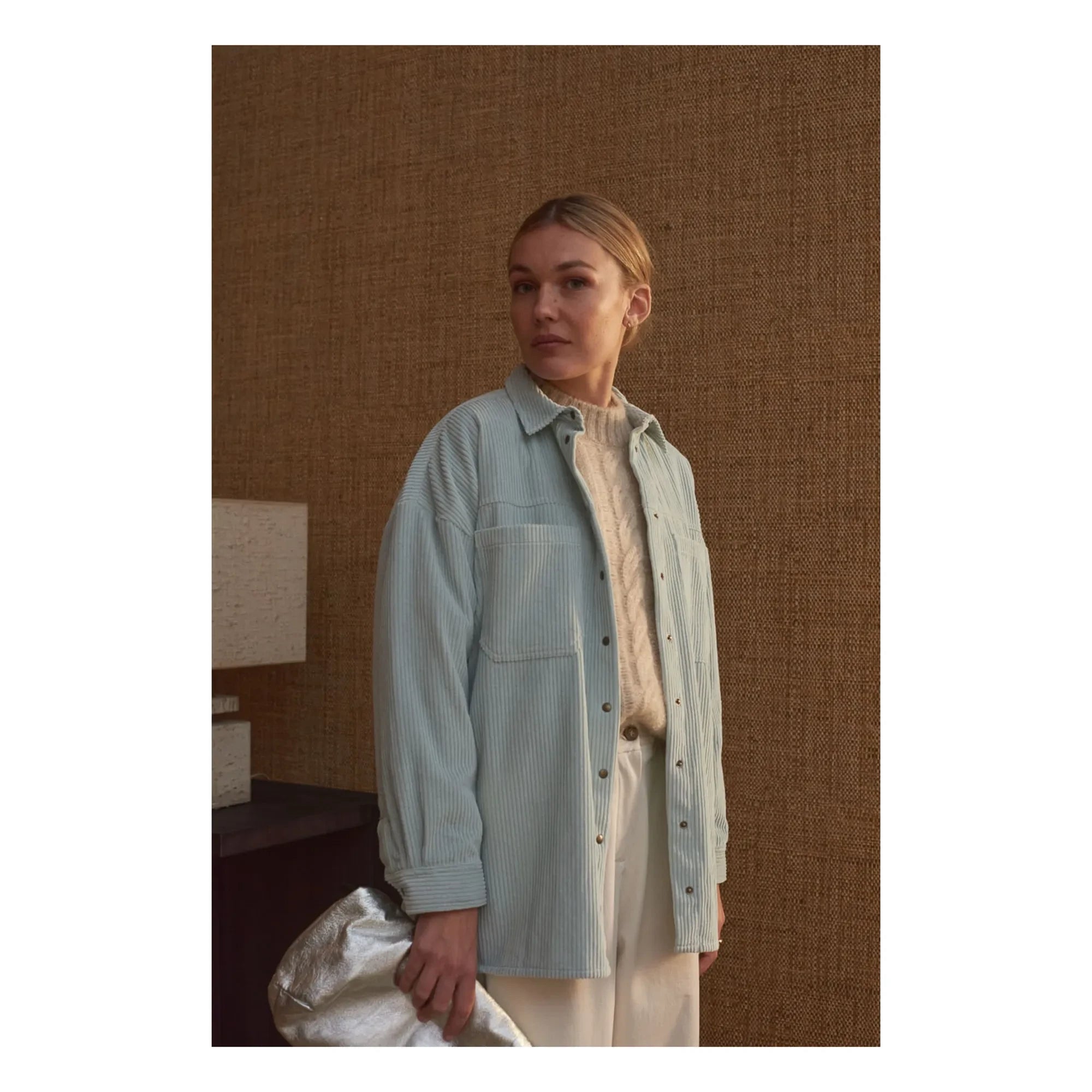 Marlot Paris - Camisa Chaqueta de Terciopelo Paola - Colección Mujer | Azul Verde Agua