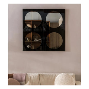 The Socialite Family - Espejo Letizia de madera lacada en negro y tono bronce | Negro