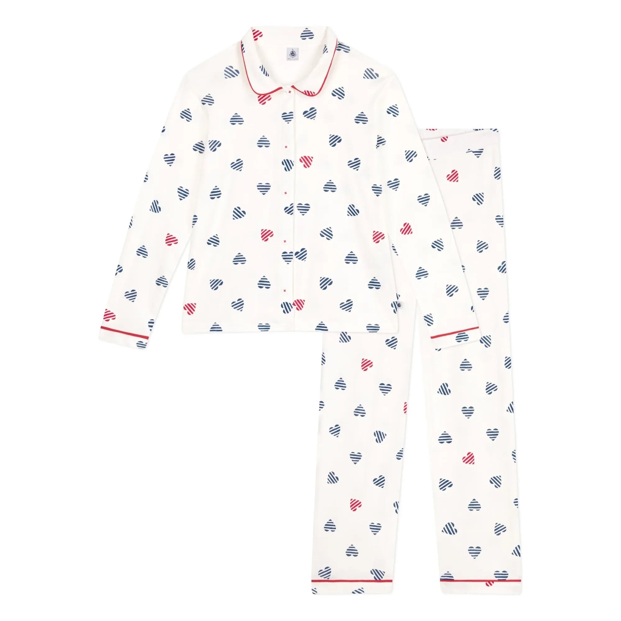 Petit Bateau - Conjunto de pijama de algodón orgánico Brittany | Blanco