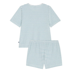 Petit Bateau - Pantalón Corto de Pijama de Rizo a Rayas | Turquesa
