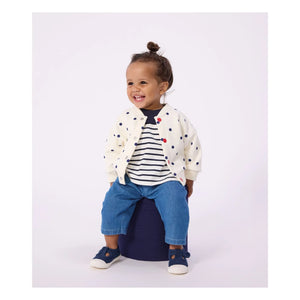Petit Bateau - Chaqueta de punto de algodón con lunares | Crudo