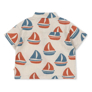 Konges Sløjd - Camisa de algodón orgánico Elliot Bateaux | Beige