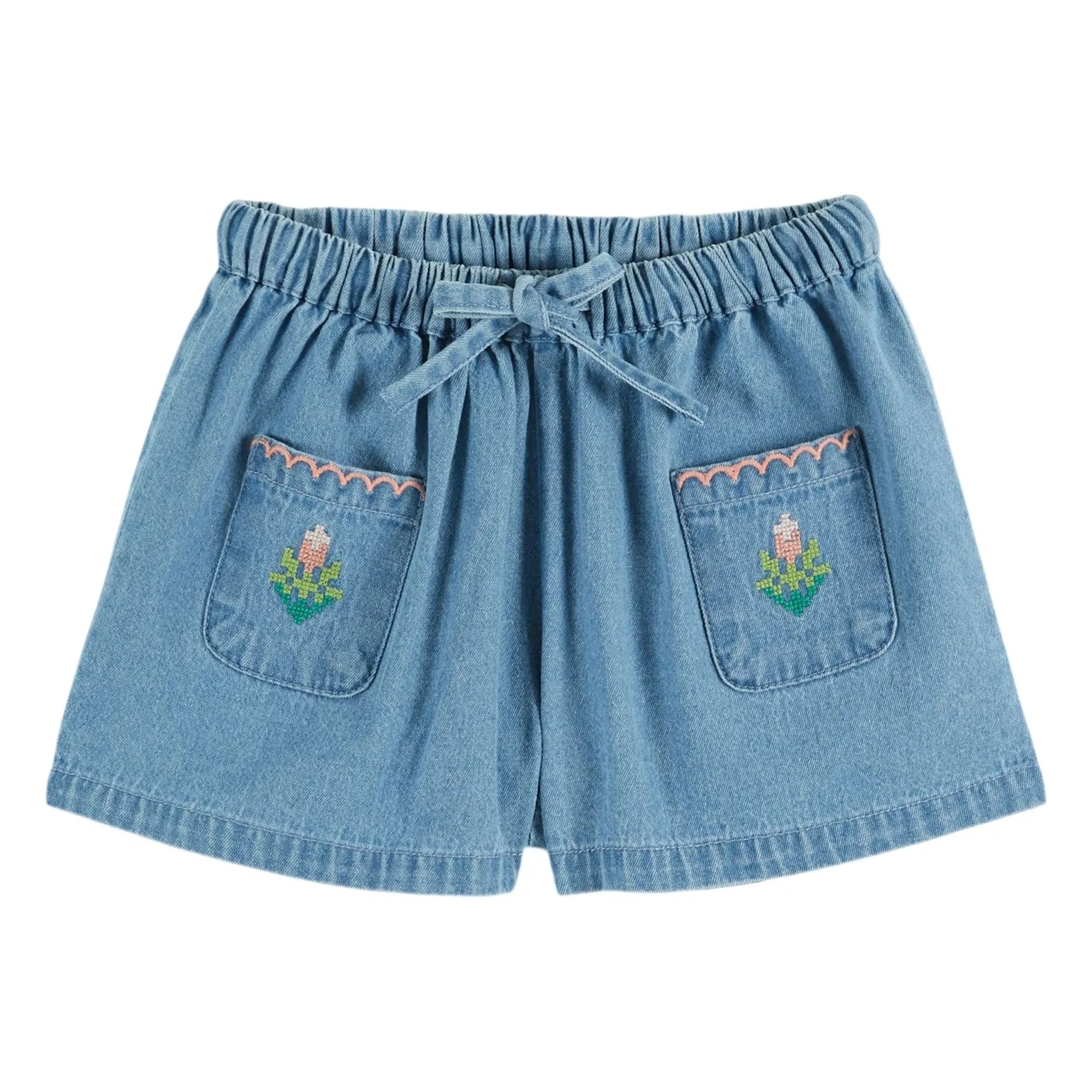 Emile et Ida - Pantalones cortos vaqueros bordados | Azul