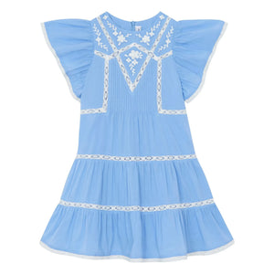 Tartine et Chocolat - Vestido de encaje con volantes | Azul Celeste