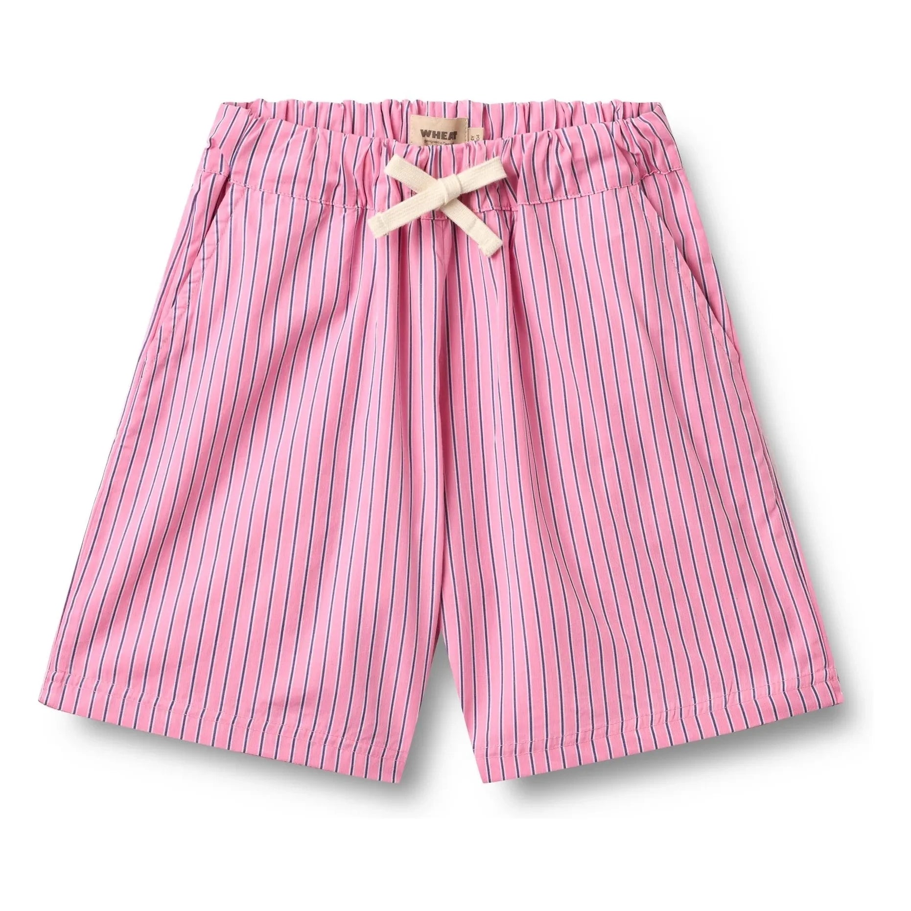Wheat - Pantalones cortos de bermudas de algodón orgánico a rayas de coral | Rosa