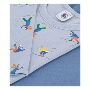 Petit Bateau - 2'li Organik Pamuklu Kayak Tişörtü Seti | Mavi