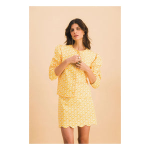 Elise Chalmin - Falda de algodón marrón | Amarillo