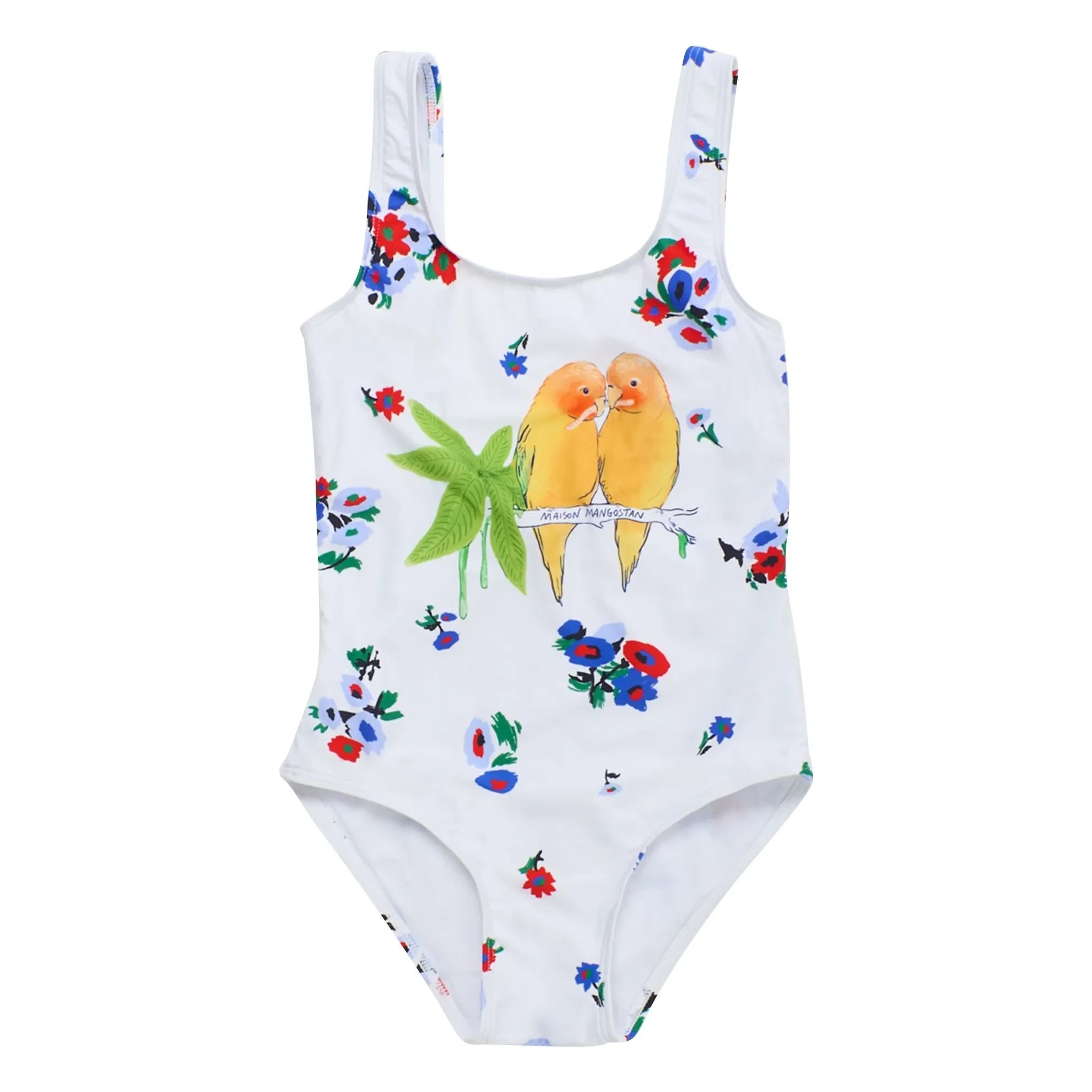 Maison Mangostan - Bañador con estampado de pájaros | Blanco