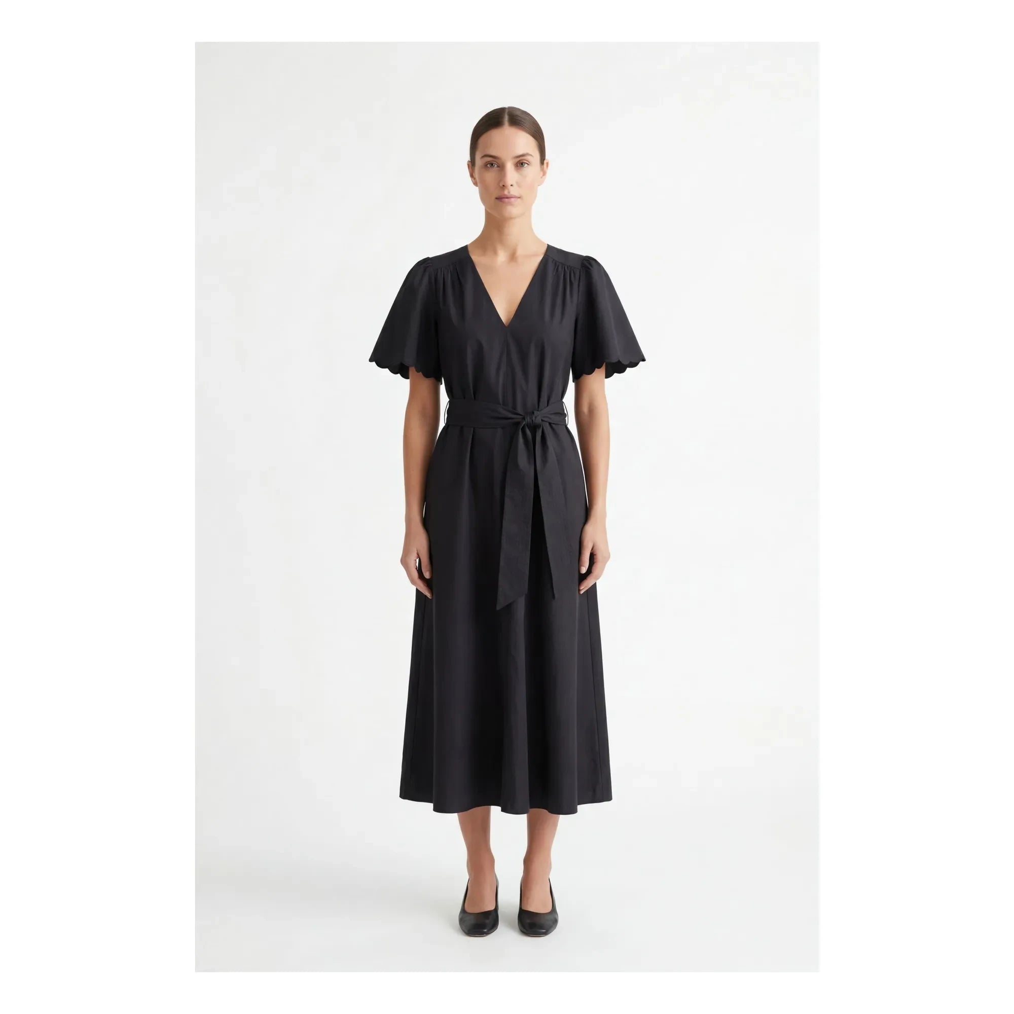 BELLEPIECE - Vestido de popelina de algodón Samos | Negro