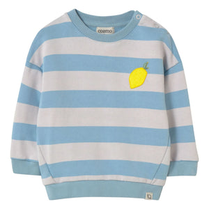 Cozmo - Sudadera polar de rayas Kelly | Azul claro