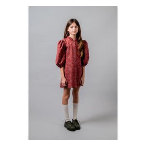 birinit - Vestido de Algodón Orgánico con Manga 3/4 Ribera | Burdeos