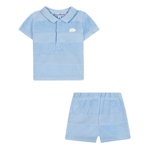 Tartine et Chocolat - Conjunto de Polo, Pantalones Cortos y Toalla | Azul Claro