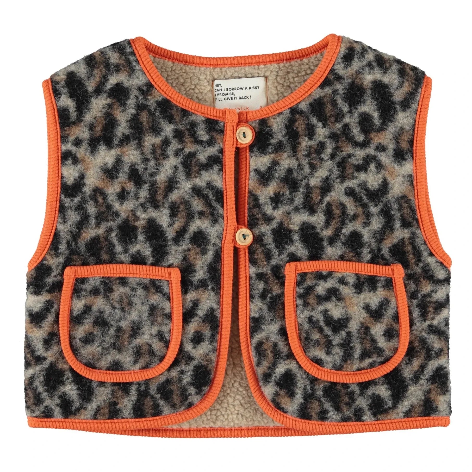 Piupiuchick - Chaqueta sin Mangas Sherpa Leopardo | Beige