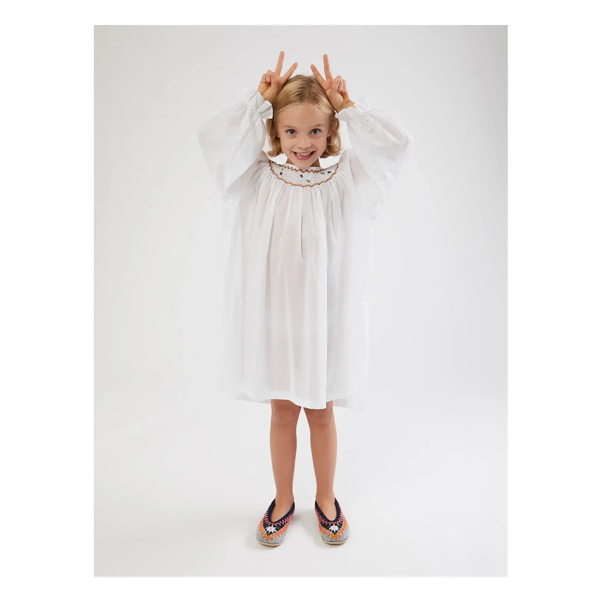Folkloore - Camisón floral - Colección infantil | Blanco
