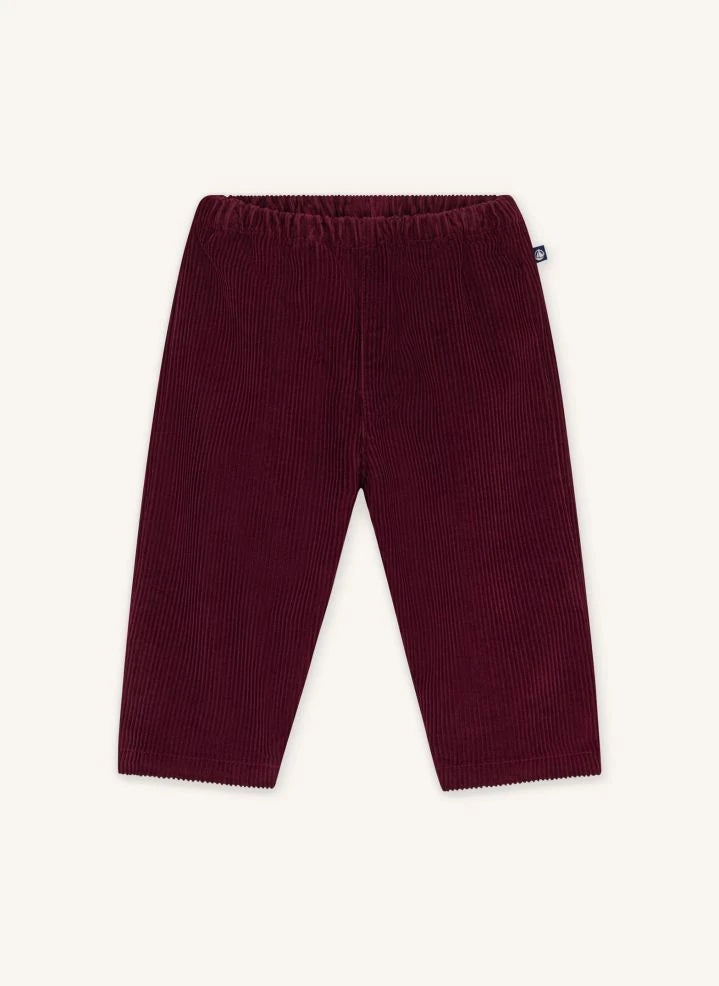 Petit Bateau - Pantalón de bebé de voile de algodón orgánico | Burdeos
