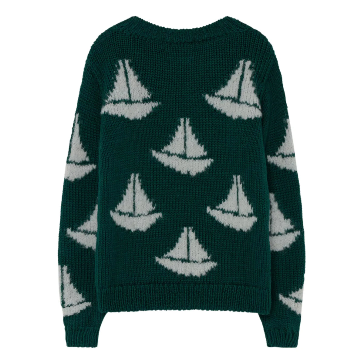 The Animals Observatory - Arty Bull Jersey de lana con cuello barco | Verde oscuro