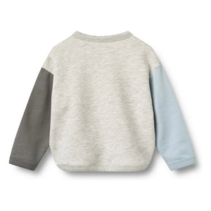 Wheat - Emery Smiley organik pamuklu sweatshirt | Gri melanj
