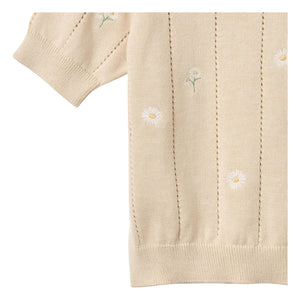 Wheat - Malvina Jersey de Manga Corta de Algodón Orgánico con Estampado Floral | Crudo
