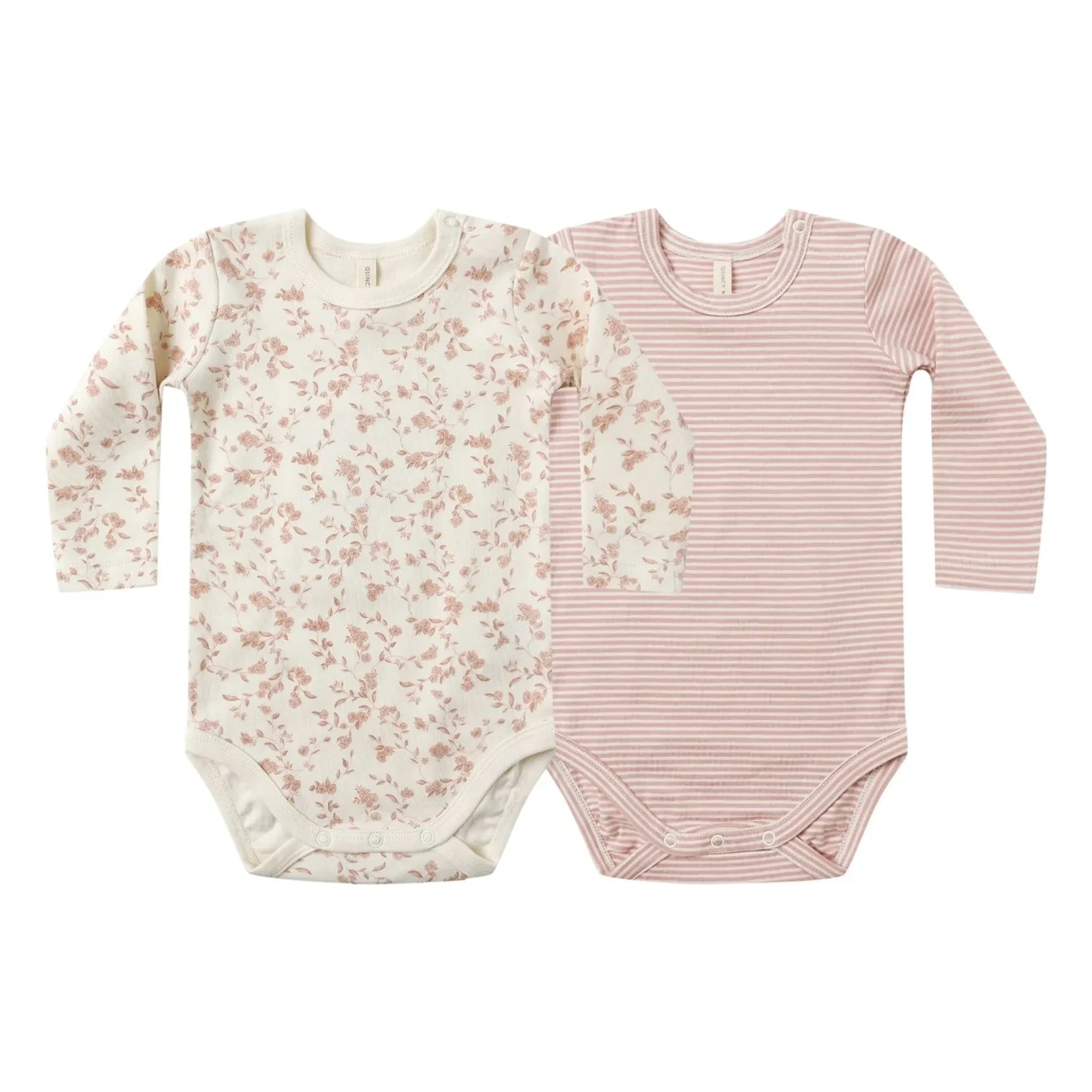 Quincy Mae - Set de 2 bodys de algodón orgánico con flores | Rosa
