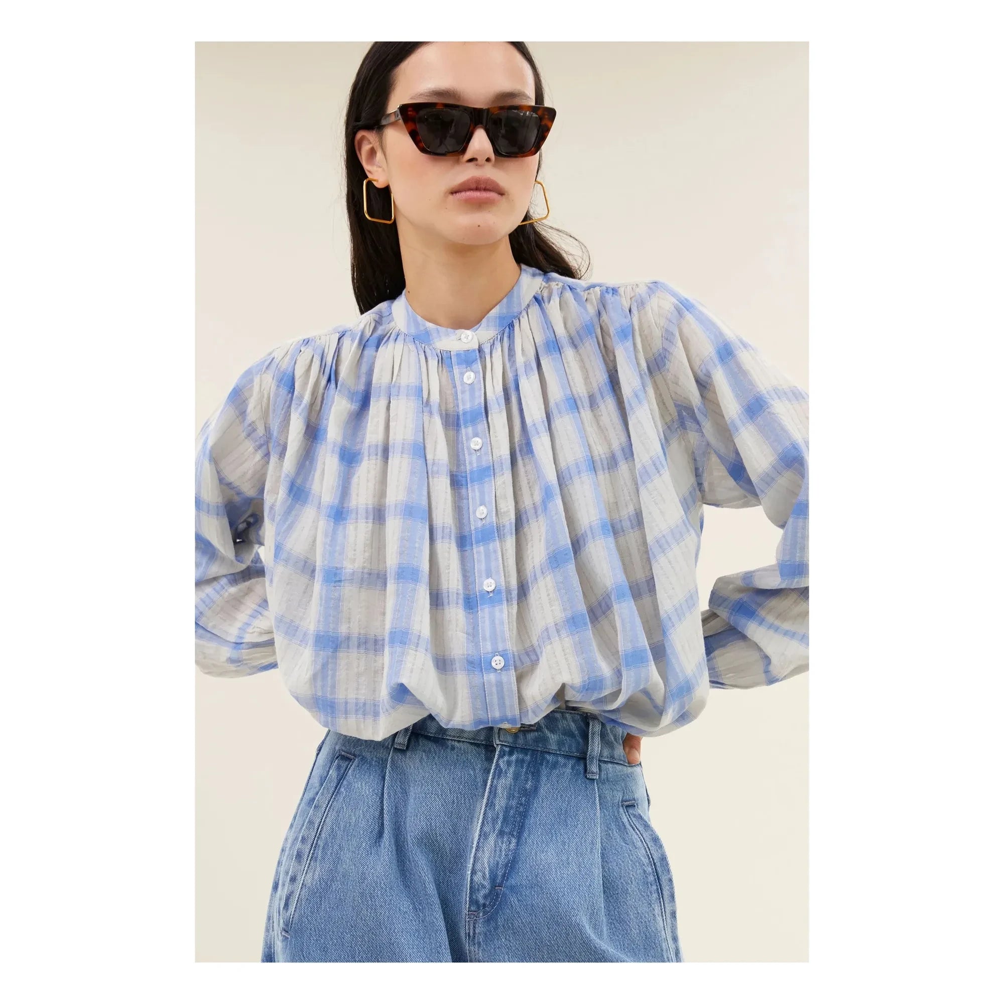 By Bar - Nyka Blusa de algodón | Azul