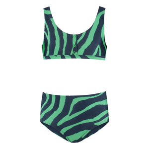 Beachlife - Bañador Zebra Con Botones Fibras Recicladas | Verde