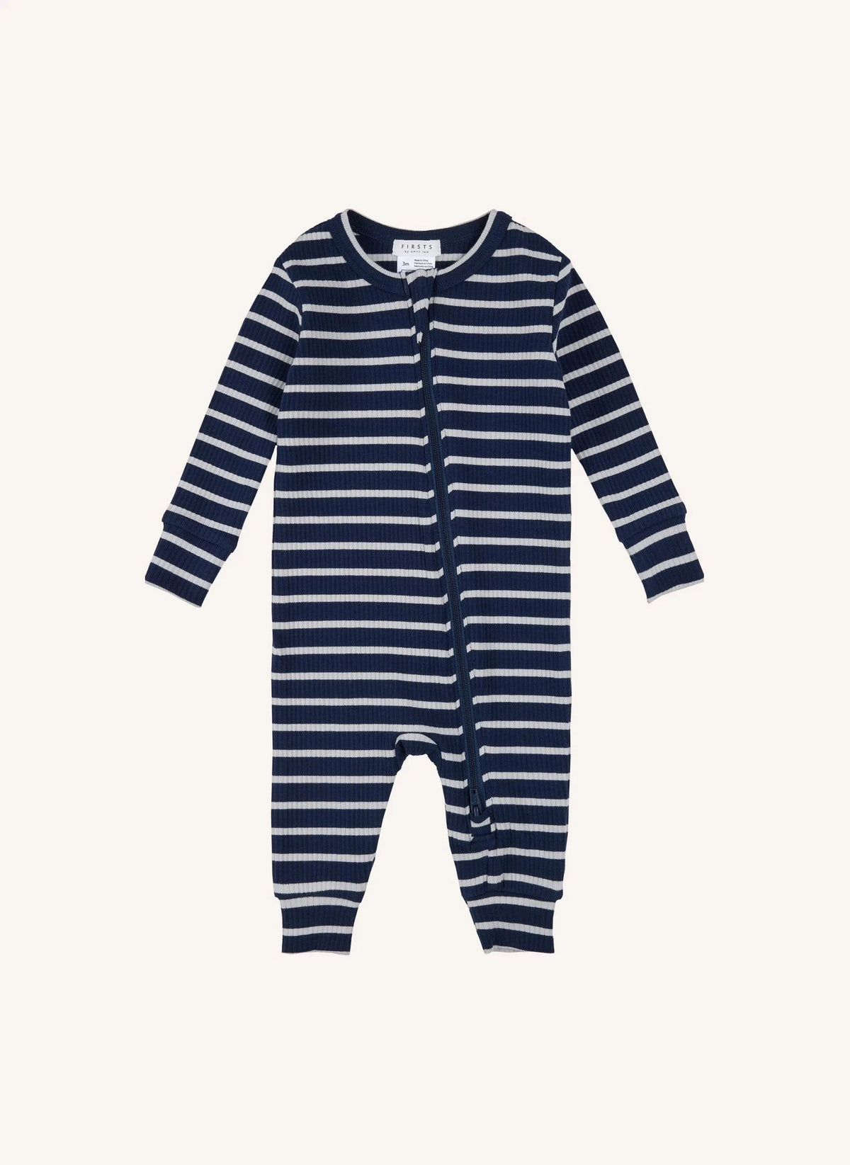 Petit Lem - Pijama cerrado de rayas de modal y algodón orgánico | Azul marino