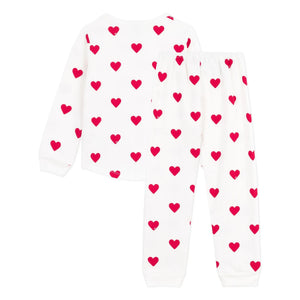 Petit Bateau - Pijama polar con corazones | Crudo