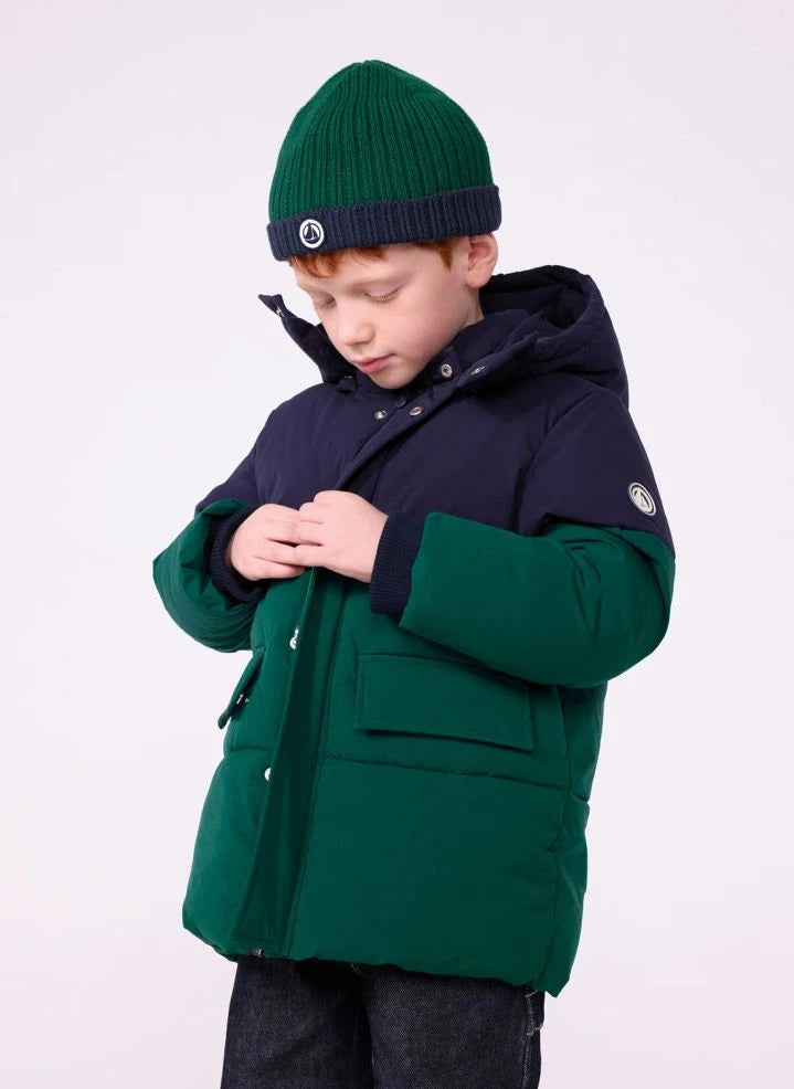 Petit Bateau - Chaqueta acolchada color block | Verde