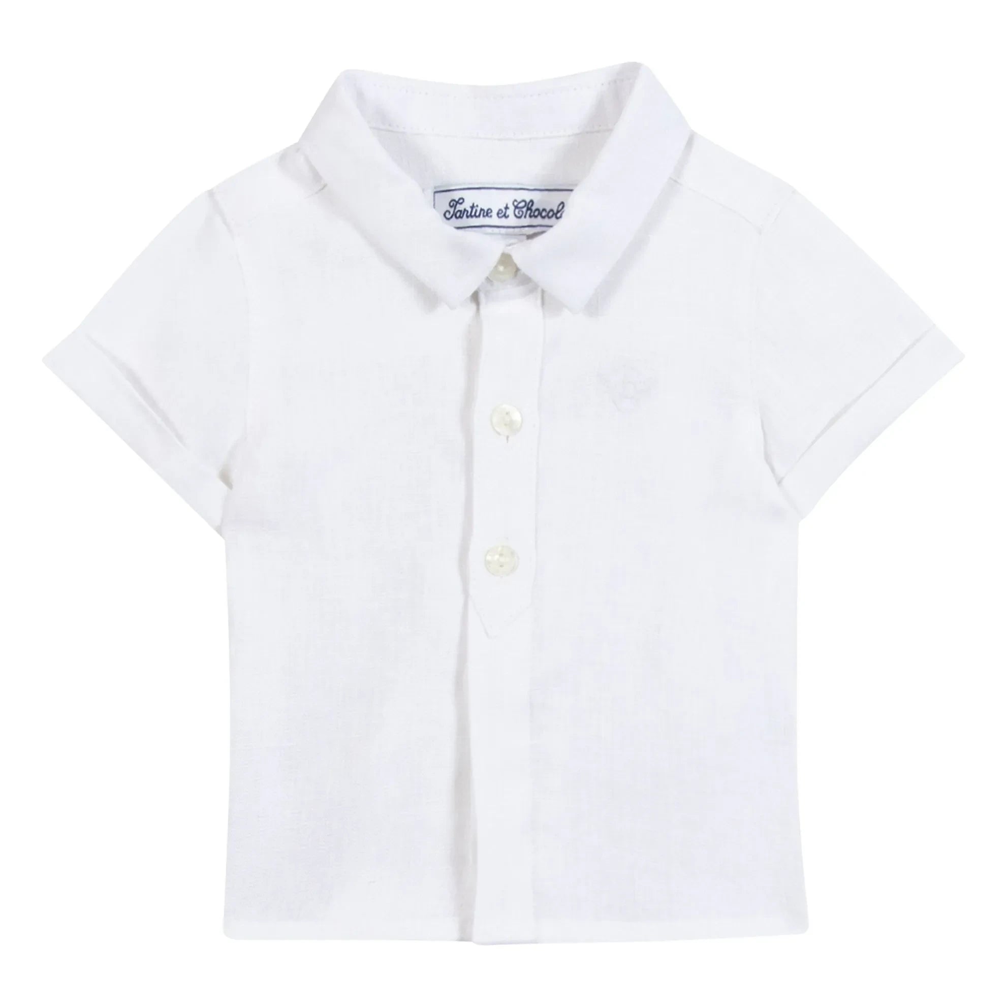 Tartine et Chocolat - Camisa de lino de manga corta | Blanco