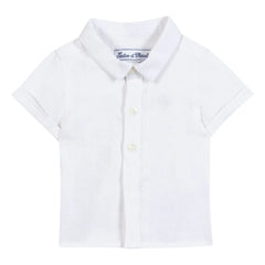 Tartine et Chocolat - Camisa de lino de manga corta | Blanco