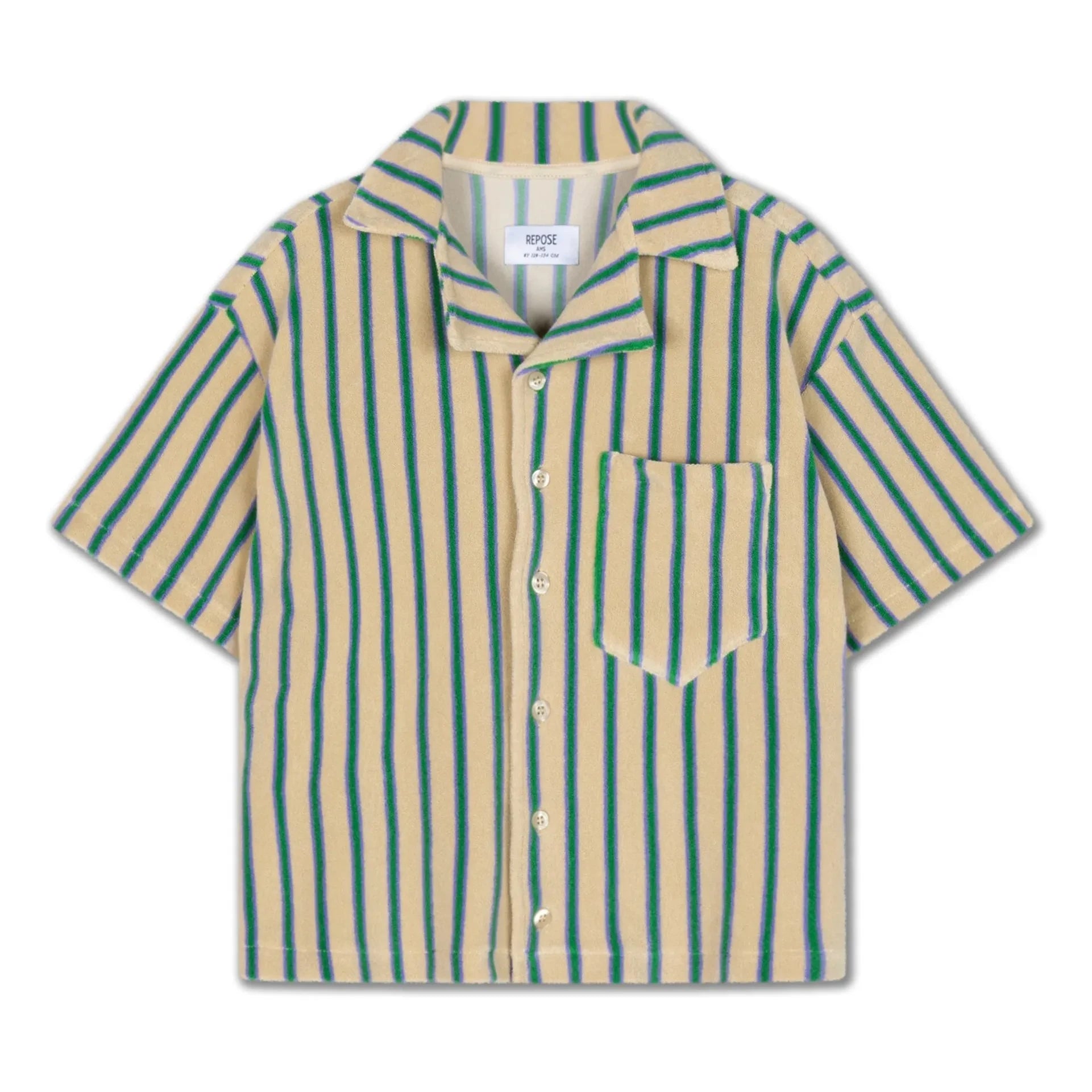 Repose AMS - Camisa de Toalla de Algodón Orgánico a Rayas | Amarillo pálido